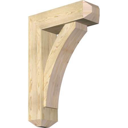 Ekena Millwork Thorton Craftsman Rough Sawn Bracket w/ Offset Brace, Douglas Fir, 8"W x 26"D x 38"H BKT0806X26X38THR04RDF